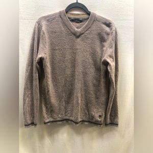 Smart wool V-neck sweater, tan, EUC